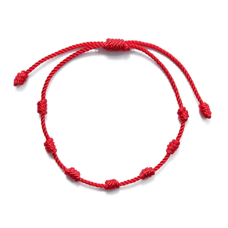 7-knot Evil Eye Bracelet 6 Pack with adjustable braided rope and blue charm