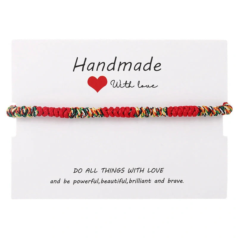 7-knot Evil Eye Bracelet 6 Pack with adjustable braided rope and blue charm