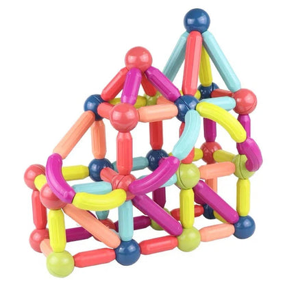 Colourful magnetic construction toy set with rods and blocks for creative play and learning