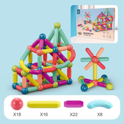 Colourful magnetic construction toy set with rods and blocks for creative play and learning