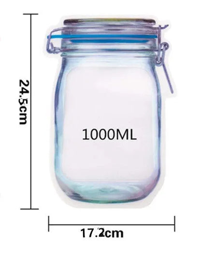 Red reusable self-sealing plastic bag for snacks with zipper closure, shown with biscuits.