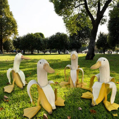 Vibrant yellow banana duck resin garden statue for outdoor decoration