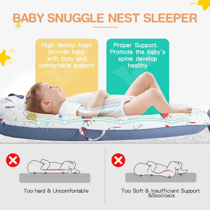 Baby's Crib with detachable pure cotton sleeve and memory foam core