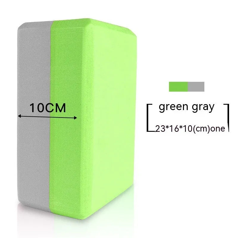 High-density EVA foam yoga block in violet colour, shown next to a pink block with a cartoon bunny print.