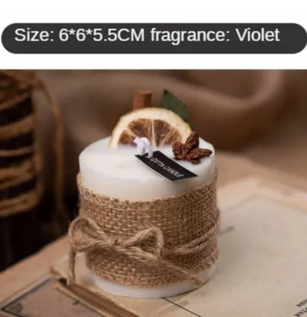 Cylindrical smokeless scented candle in retro pastoral style with natural essential oils