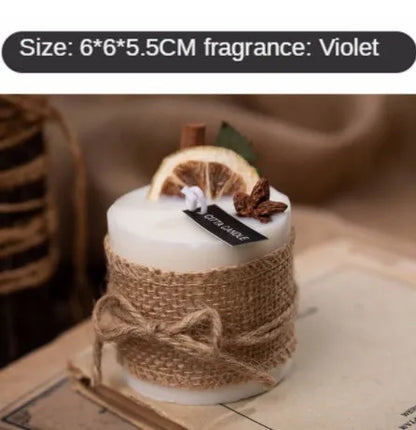 Cylindrical smokeless scented candle in retro pastoral style with natural essential oils
