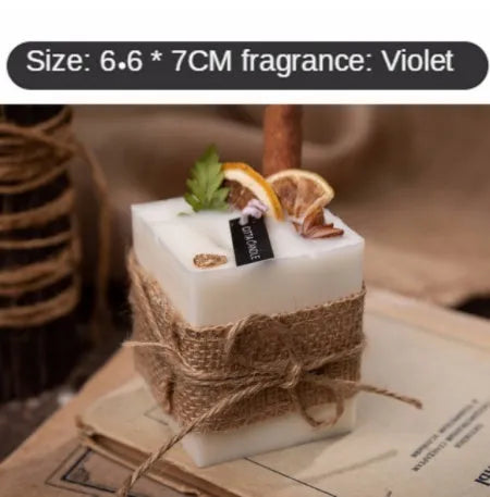 Cylindrical smokeless scented candle in retro pastoral style with natural essential oils