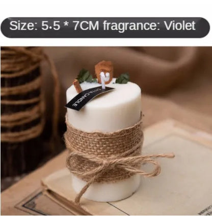 Cylindrical smokeless scented candle in retro pastoral style with natural essential oils