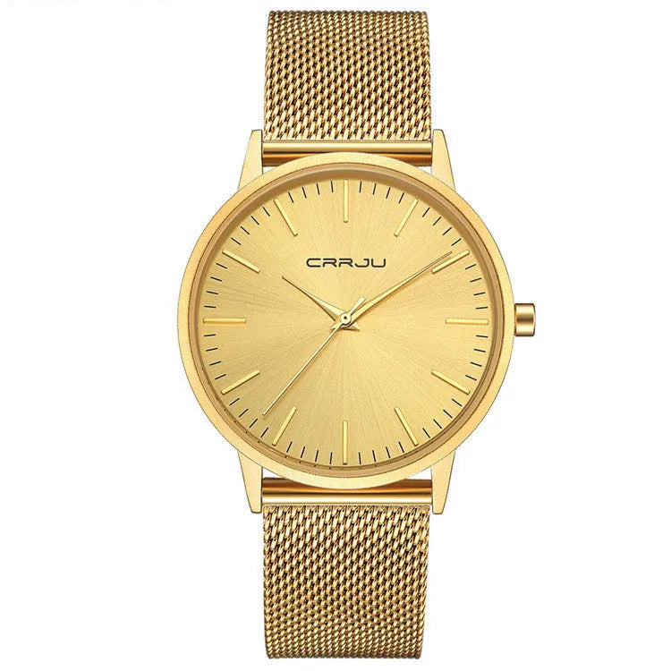 Casual men's and women's quartz watch with alloy case and 30 metre waterproof rating in various strap colours