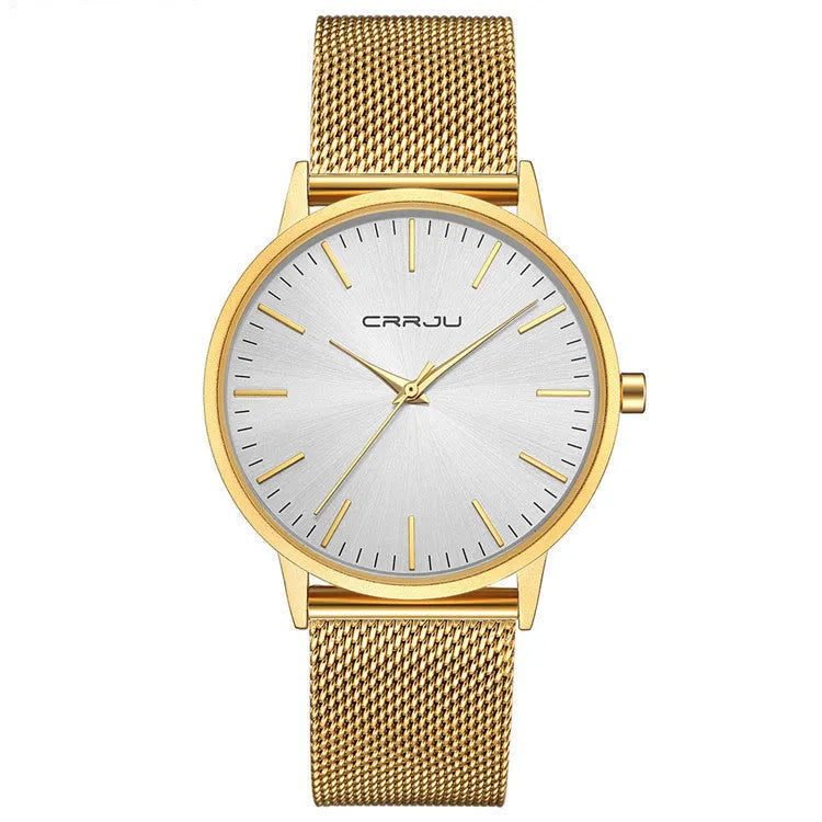Casual men's and women's quartz watch with alloy case and 30 metre waterproof rating in various strap colours