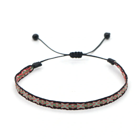 Hand-woven bohemian style bracelet with Spanish vintage and Nepal ethnic influences