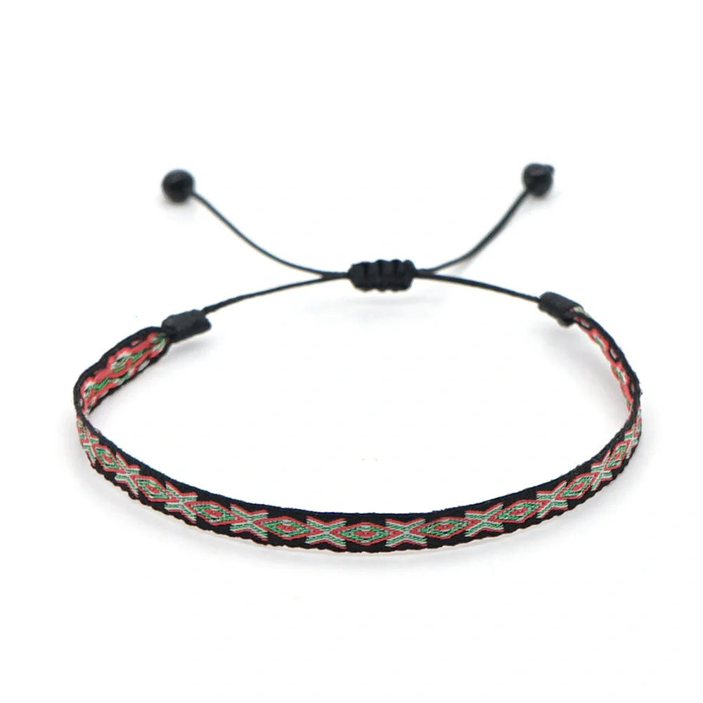 Hand-woven bohemian style bracelet with Spanish vintage and Nepal ethnic influences