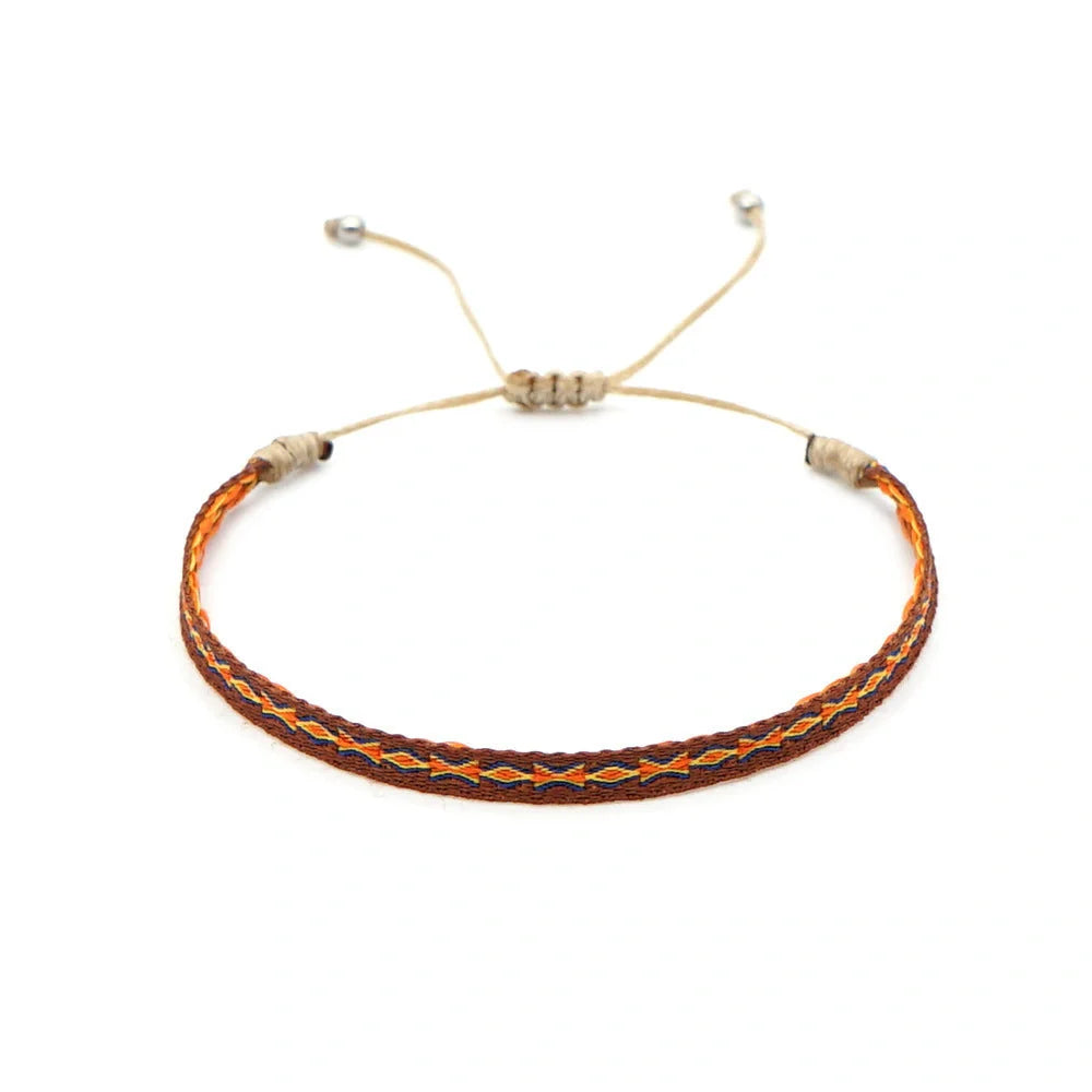 Hand-woven bohemian style bracelet with Spanish vintage and Nepal ethnic influences