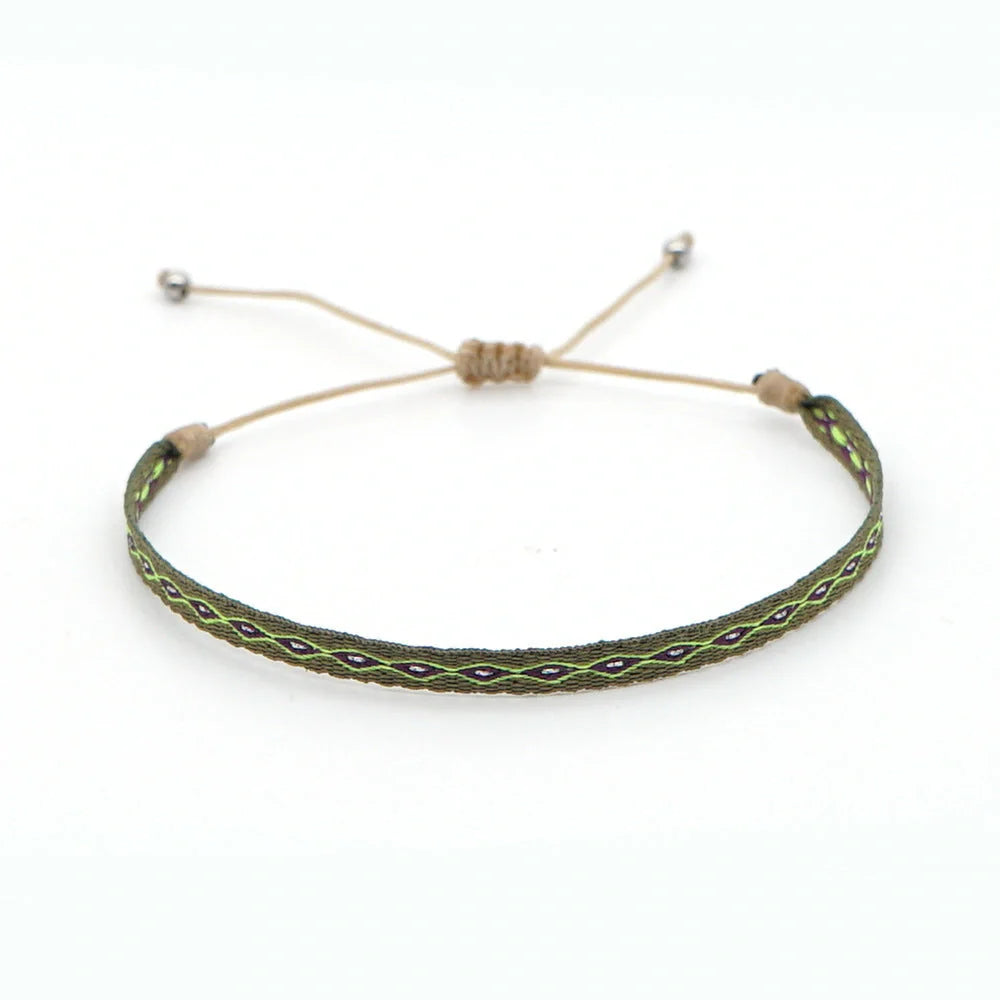 Hand-woven bohemian style bracelet with Spanish vintage and Nepal ethnic influences