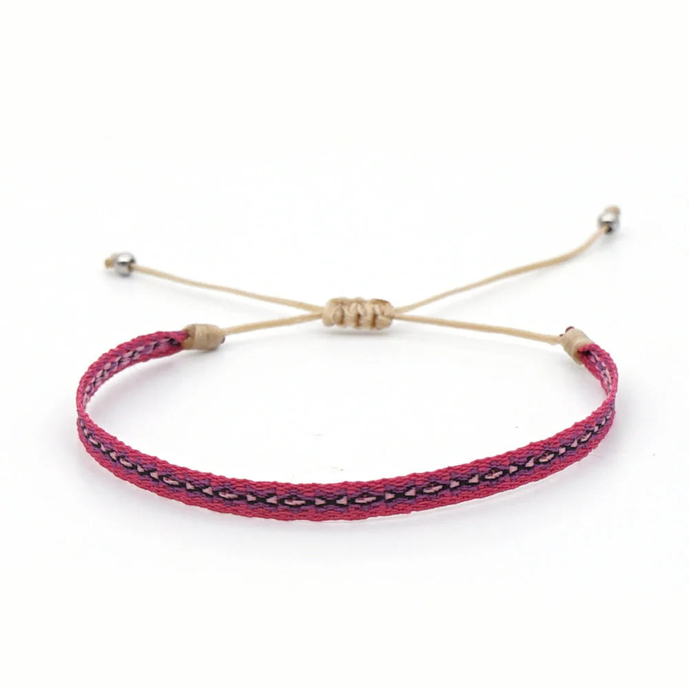 Hand-woven bohemian style bracelet with Spanish vintage and Nepal ethnic influences