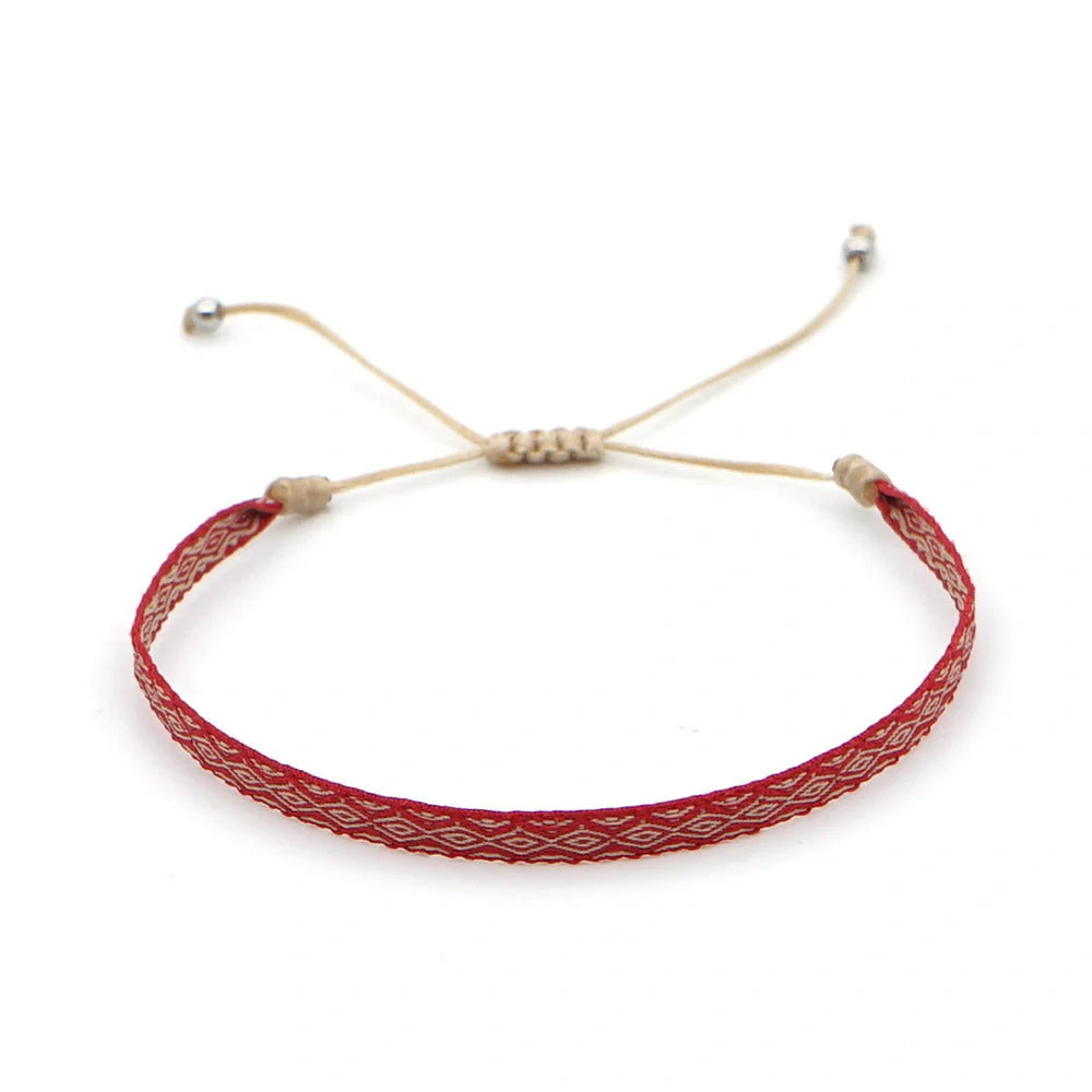 Hand-woven bohemian style bracelet with Spanish vintage and Nepal ethnic influences