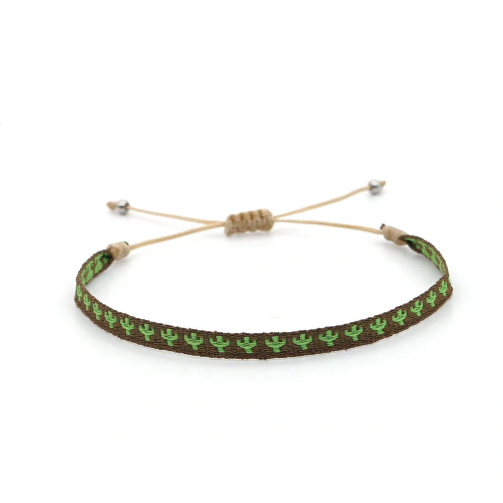 Hand-woven bohemian style bracelet with Spanish vintage and Nepal ethnic influences