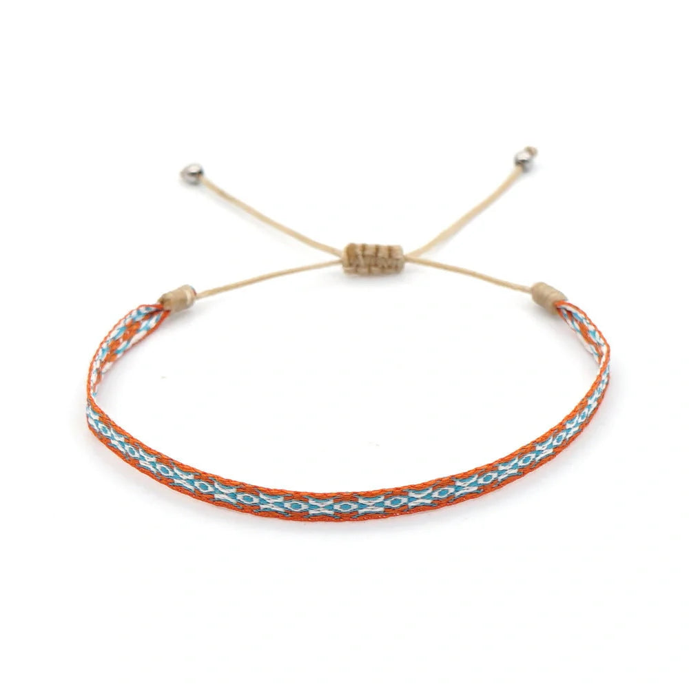 Hand-woven bohemian style bracelet with Spanish vintage and Nepal ethnic influences