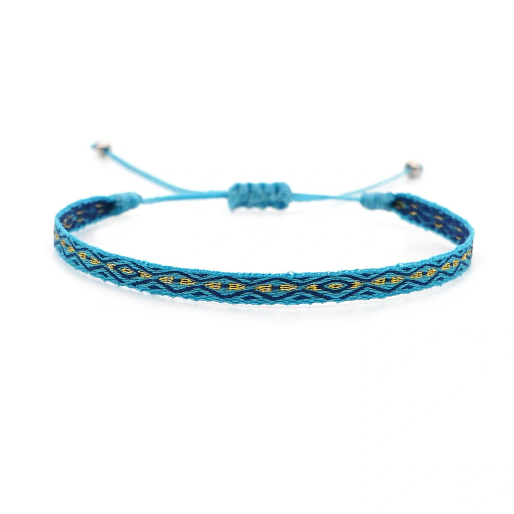 Hand-woven bohemian style bracelet with Spanish vintage and Nepal ethnic influences