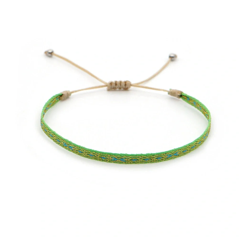 Hand-woven bohemian style bracelet with Spanish vintage and Nepal ethnic influences
