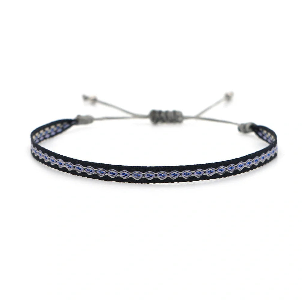 Hand-woven bohemian style bracelet with Spanish vintage and Nepal ethnic influences