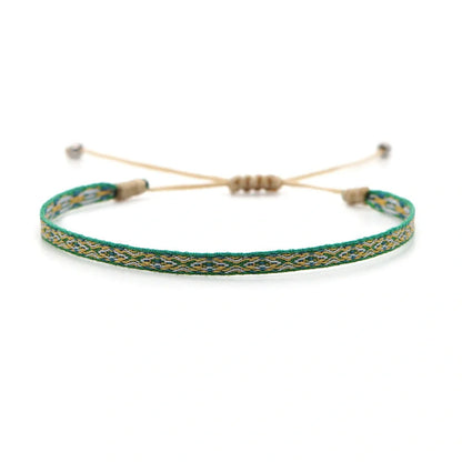 Hand-woven bohemian style bracelet with Spanish vintage and Nepal ethnic influences