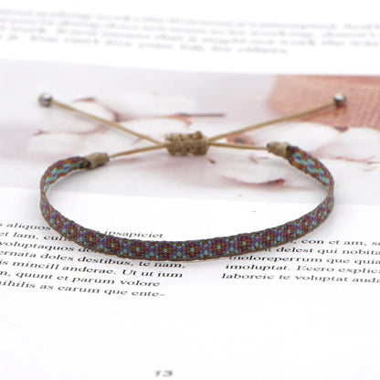 Hand-woven bohemian style bracelet with Spanish vintage and Nepal ethnic influences