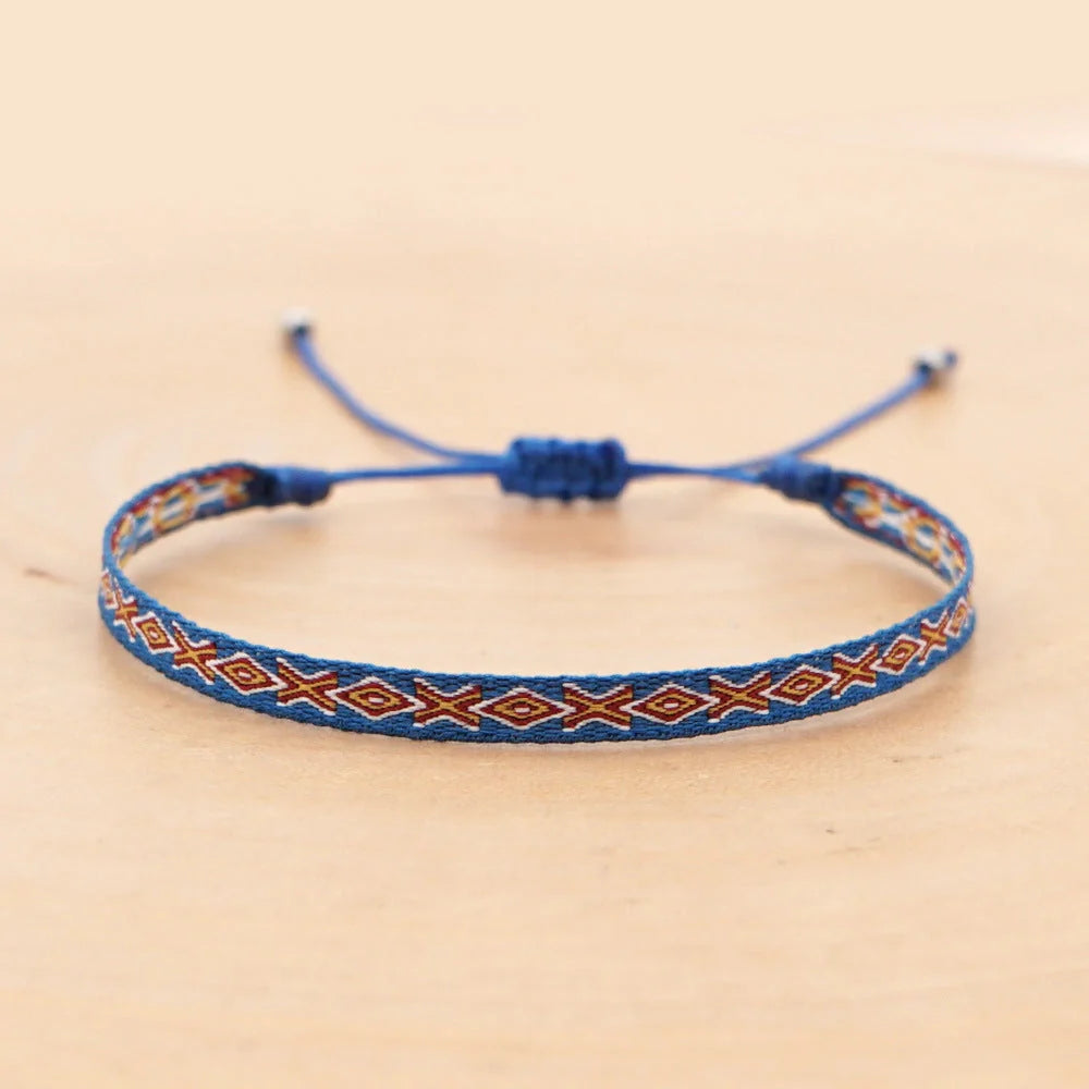 Hand-woven bohemian style bracelet with Spanish vintage and Nepal ethnic influences