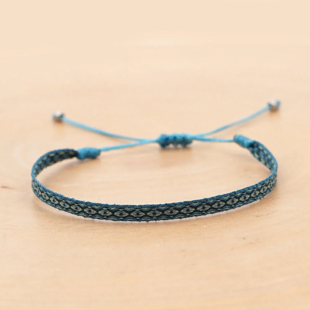 Hand-woven bohemian style bracelet with Spanish vintage and Nepal ethnic influences