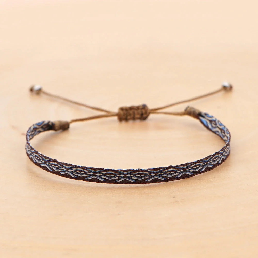 Hand-woven bohemian style bracelet with Spanish vintage and Nepal ethnic influences