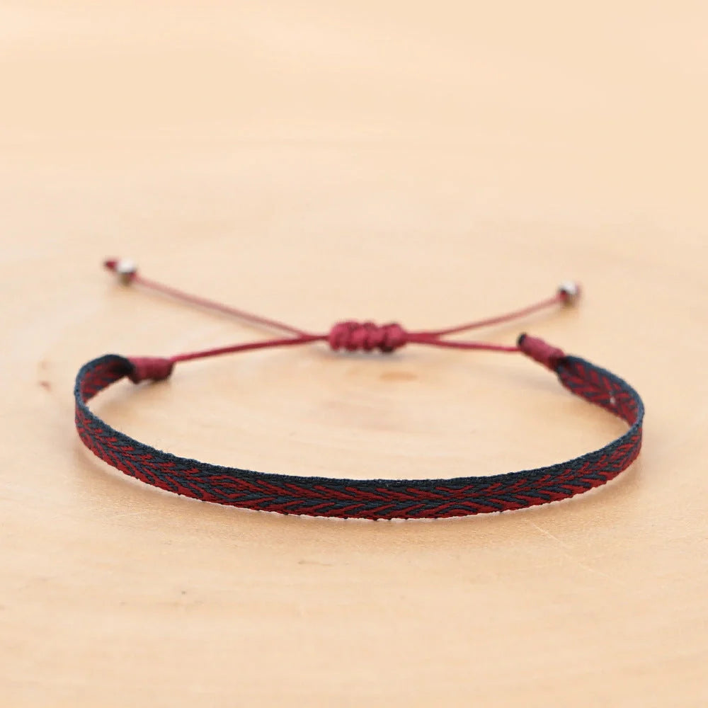 Hand-woven bohemian style bracelet with Spanish vintage and Nepal ethnic influences