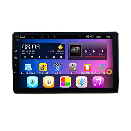 Black GM Android car navigator with a large rotating LCD screen showing a map display.
