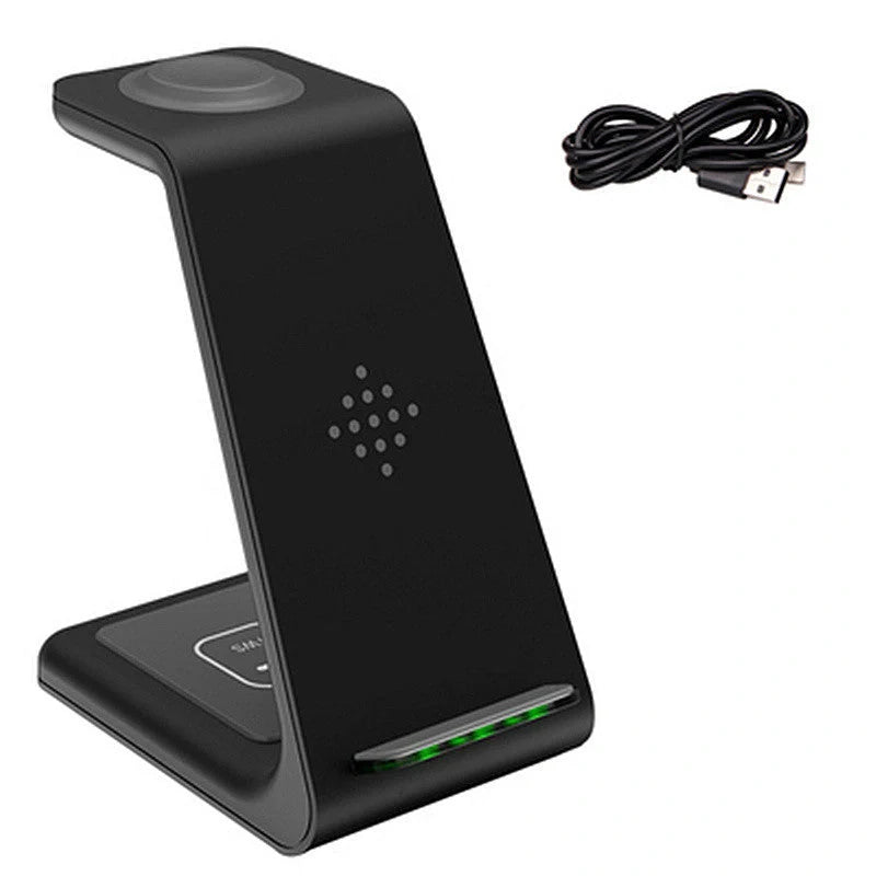 3-in-1 wireless charging stand for iPhone12, iWatch6, and AirPods with fast charging capability