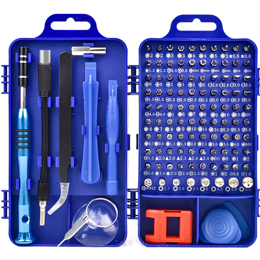 110-piece mobile phone repair screwdriver set with chrome vanadium steel blades and multiple head types