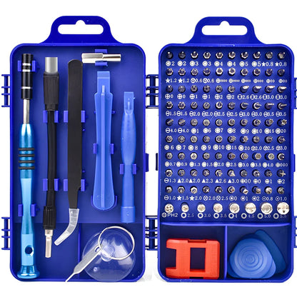 110-piece mobile phone repair screwdriver set with chrome vanadium steel blades and multiple head types