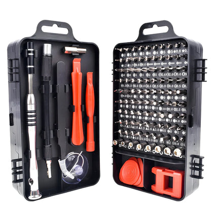 110-piece mobile phone repair screwdriver set with chrome vanadium steel blades and multiple head types