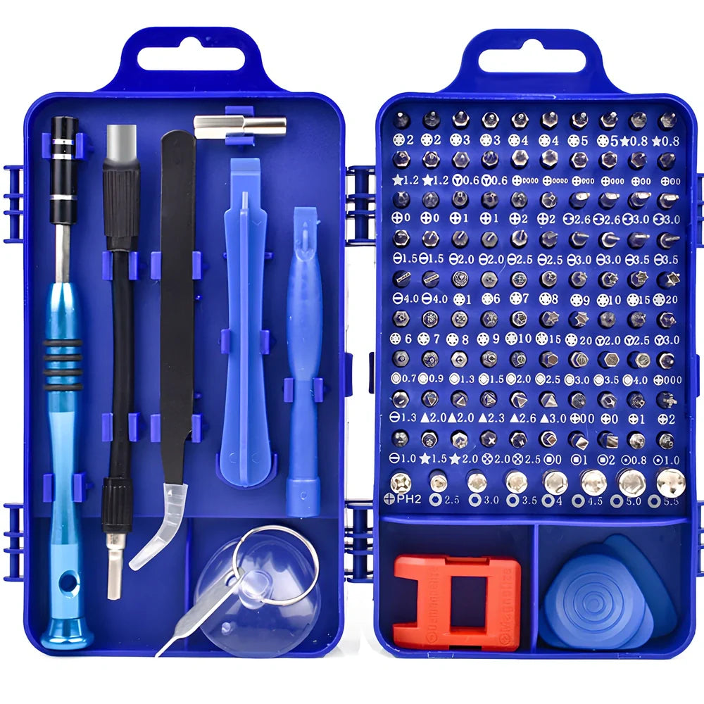 110-piece mobile phone repair screwdriver set with chrome vanadium steel blades and multiple head types