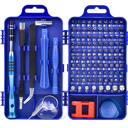 110-piece mobile phone repair screwdriver set with chrome vanadium steel blades and multiple head types