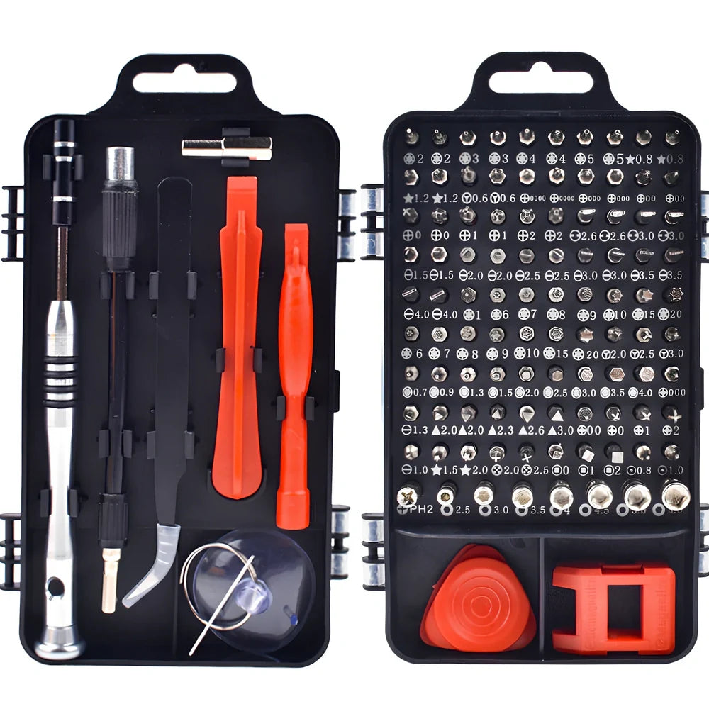110-piece mobile phone repair screwdriver set with chrome vanadium steel blades and multiple head types