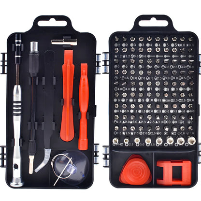 110-piece mobile phone repair screwdriver set with chrome vanadium steel blades and multiple head types