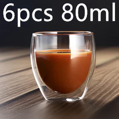 Chinese style double-layer glass coffee cup showing heat-resistant construction and traditional design elements