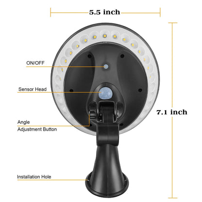 360-degree luminous solar light with ABS housing and motion sensor for outdoor garden illumination