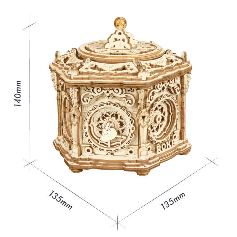 Enchanting 3D wooden music box kits with rotatable designs and calming melodies, perfect for DIY projects and home decor