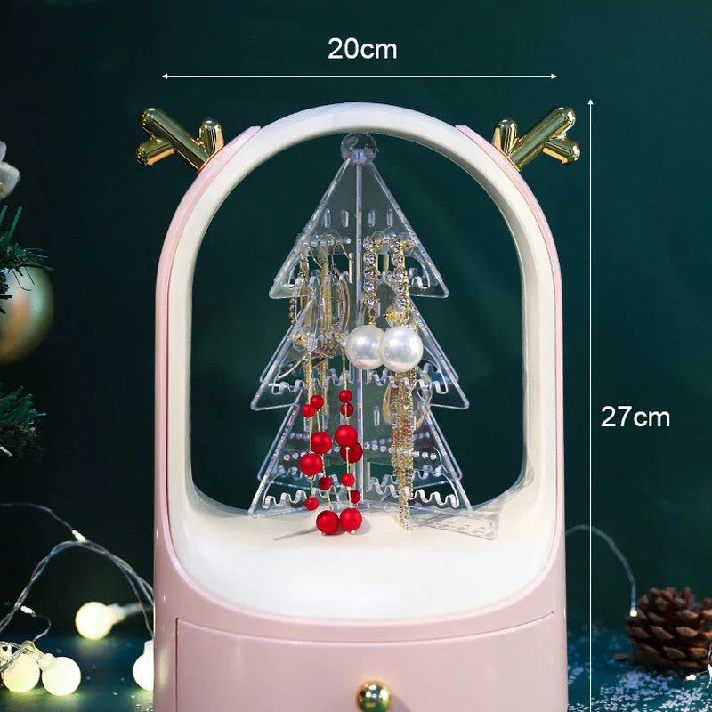 Elegant jewellery organiser with starry sky design, offering rotating display and ample storage for earrings, necklaces, and other treasures