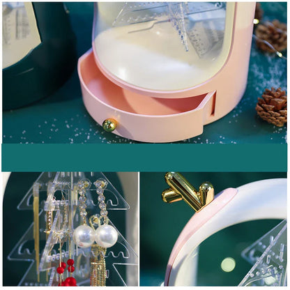 Elegant jewellery organiser with starry sky design, offering rotating display and ample storage for earrings, necklaces, and other treasures