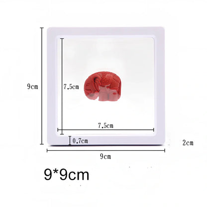 Black 11x11cm suspended 3D floating display frame holding a coin, with square base for stable collectible showcase