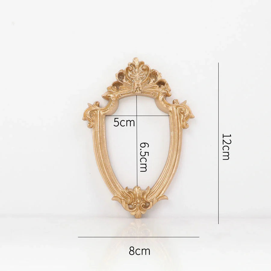 Golden retro photo frame for jewelry and art display in Nordic style