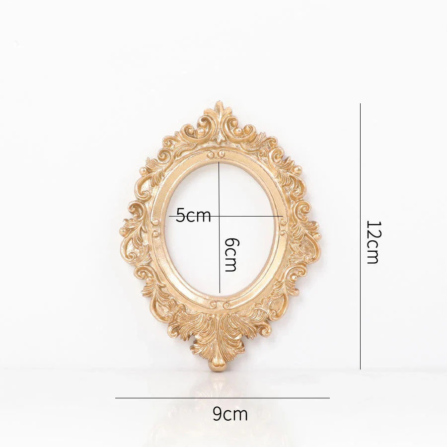 Golden retro photo frame for jewelry and art display in Nordic style