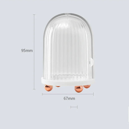 Birdcage Cosmetic Storage Box in white and pink, dustproof makeup sponge organizer