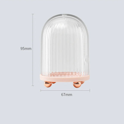 Birdcage Cosmetic Storage Box in white and pink, dustproof makeup sponge organizer